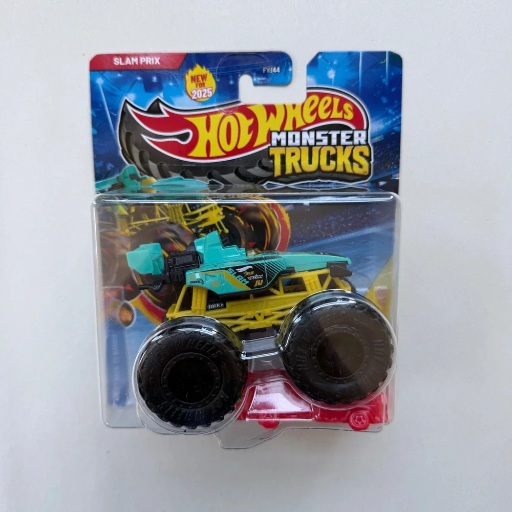 Hot Wheels Monster Trucks Slam Prix 2025 Teal Yellow Race Truck‎ 1:64 FYJ44 NEW